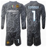 Camiseta Inter Milan Yann Sommer #1 Portero Tercera Equipación Replica 2024-25 para niños mangas largas (+ Pantalones cortos)